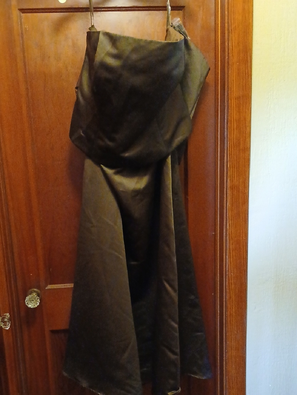 Mori Lee Brown Strapless Satin 2 Piece Maxi Skirt And Top